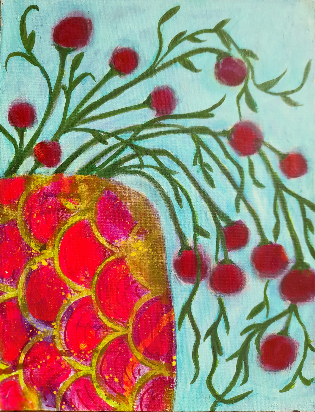 Pinky Buttons - Acrylic on Canvas 20x26cm